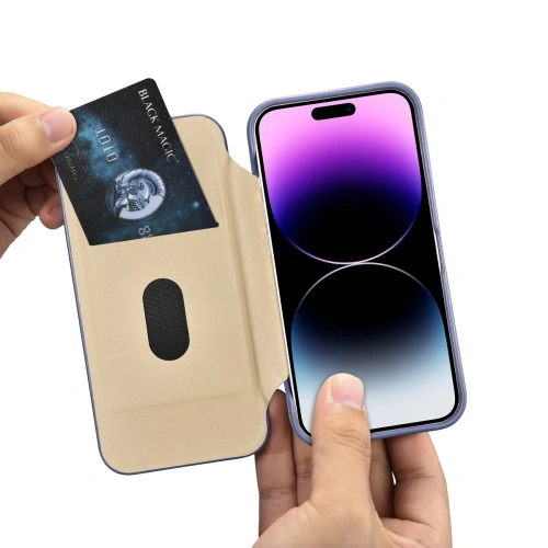 Etui iCarer CE Premium Leather Folio MagSafe Apple iPhone 14 Pro jasnofioletowy