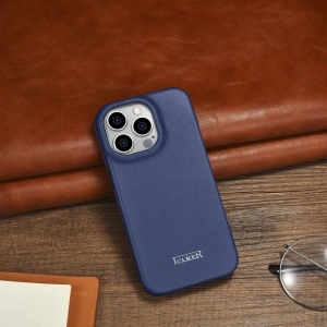 Wholesale iCarer CE Premium Leather Folio MagSafe Apple iPhone 14 Pro blue - ICR408 - {ean13} - Hurt