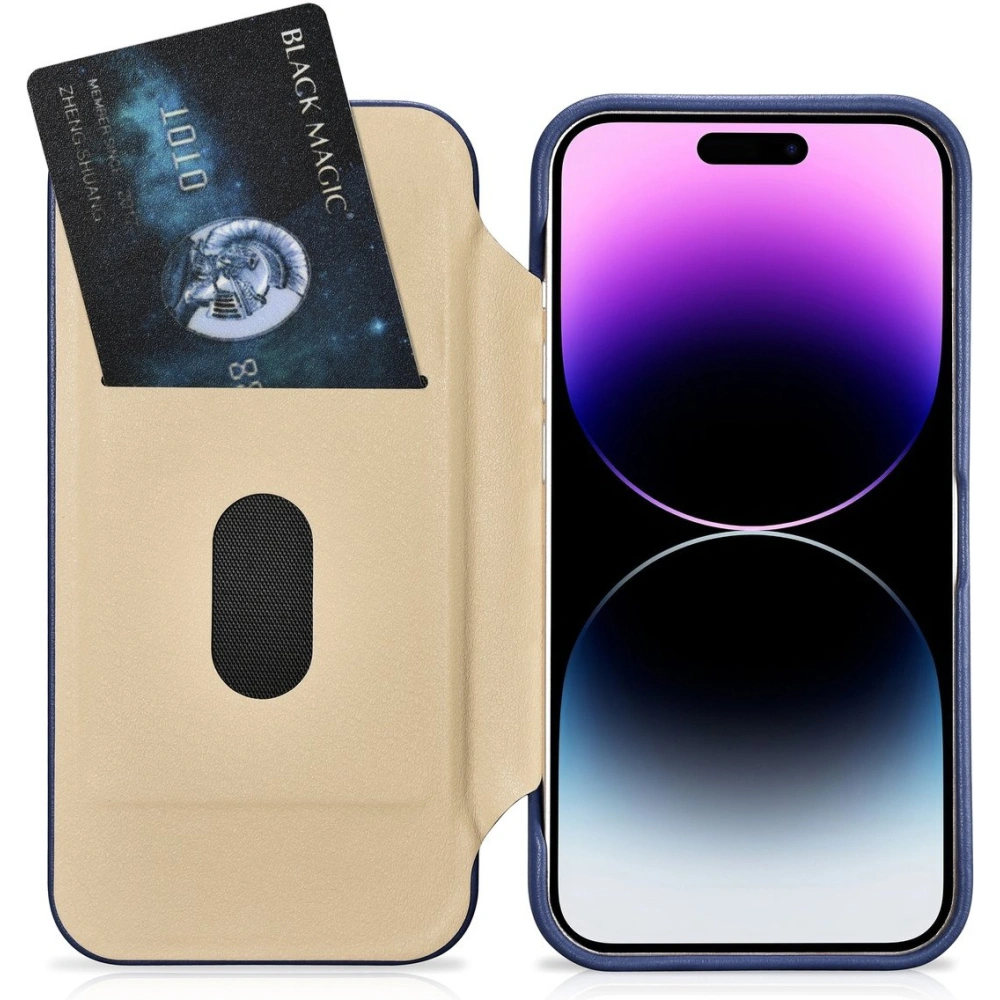 Hurtownia GSM - Etui iCarer CE Premium Leather Folio MagSafe Apple iPhone 14 Pro niebieski - ICR408 - {ean13} - Hurt
