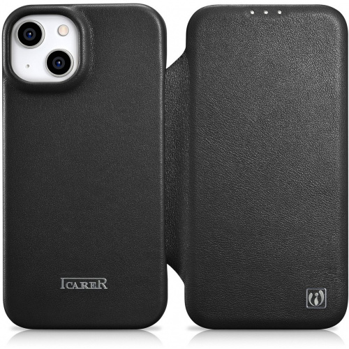 iCarer Distributor - 6975092685739 - ICR409 - iCarer CE Premium Leather Folio MagSafe Apple iPhone 14 Plus / 15 Plus black - B2B homescreen