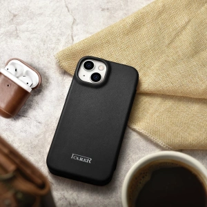 Wholesale iCarer CE Premium Leather Folio MagSafe Apple iPhone 14 Plus / 15 Plus black - ICR409 - {ean13} - Hurt