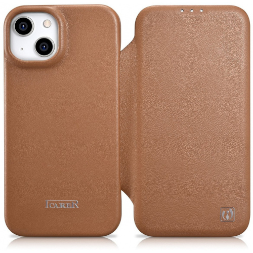 Hurtownia iCarer - 6975092685746 - ICR410 - Etui iCarer CE Premium Leather Folio MagSafe Apple iPhone 14 Plus / 15 Plus brązowy - B2B homescreen