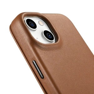 Wholesale iCarer CE Premium Leather Folio MagSafe Apple iPhone 14 Plus / 15 Plus brown - ICR410 - {ean13} - Hurt