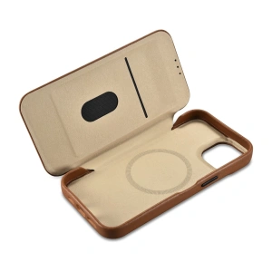 Wholesale iCarer CE Premium Leather Folio MagSafe Apple iPhone 14 Plus / 15 Plus brown - ICR410 - {ean13} - Hurt