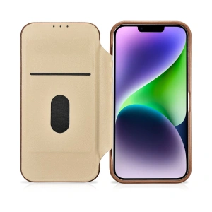 Wholesale iCarer CE Premium Leather Folio MagSafe Apple iPhone 14 Plus / 15 Plus brown - ICR410 - {ean13} - Hurt