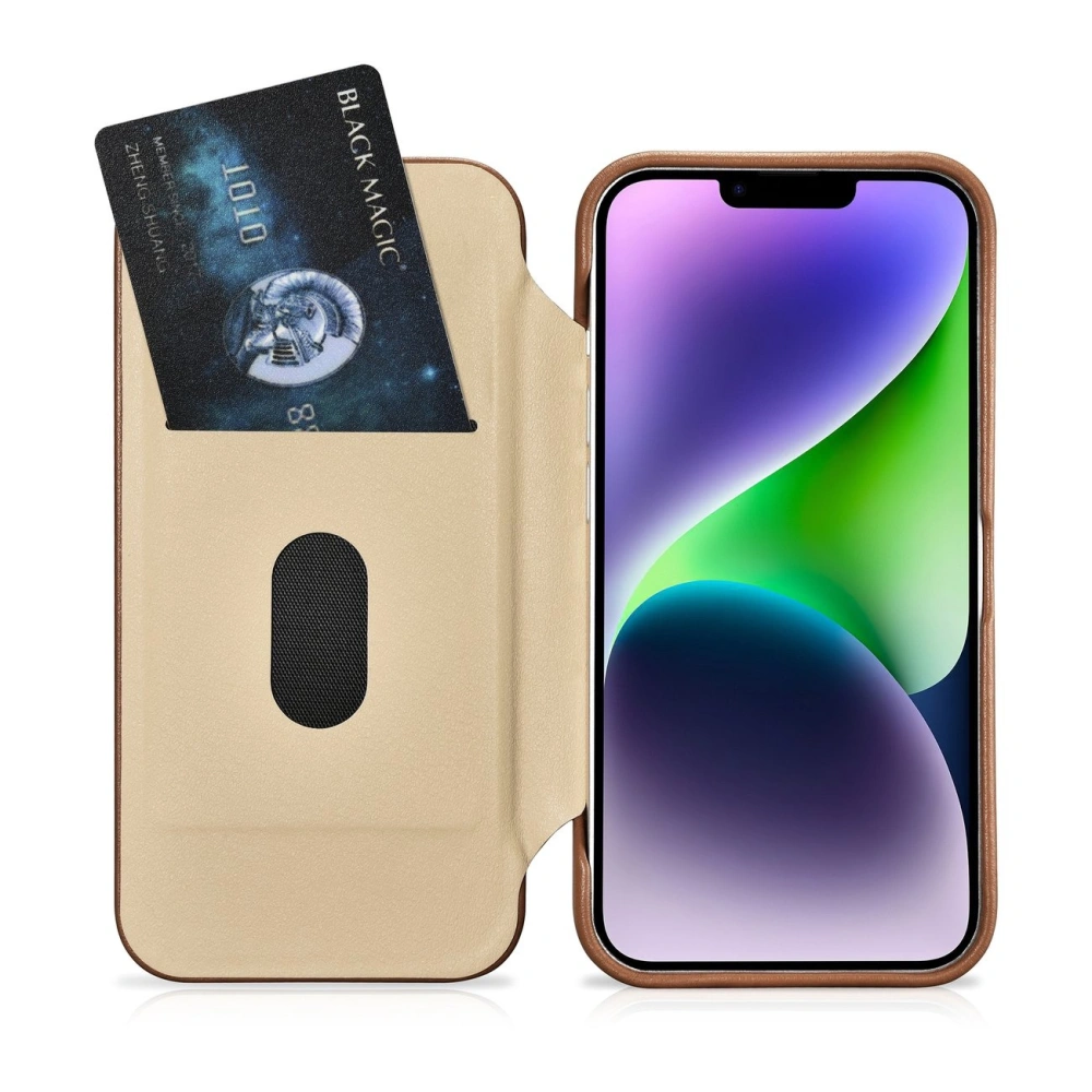 Hurtownia GSM - Etui iCarer CE Premium Leather Folio MagSafe Apple iPhone 14 Plus / 15 Plus hnědé - ICR410 - {ean13} - Hurt