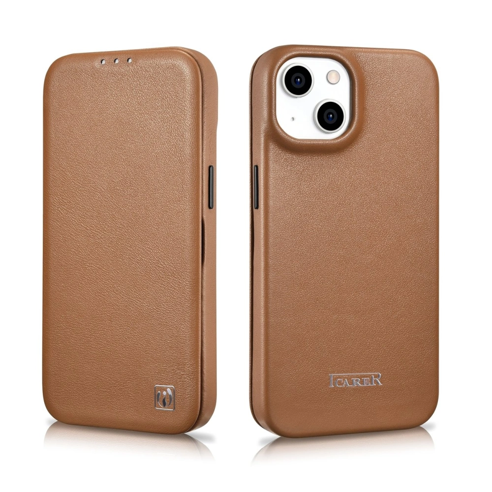 Wholesale iCarer CE Premium Leather Folio MagSafe Apple iPhone 14 Plus / 15 Plus brown - ICR410 - {ean13} - Hurt