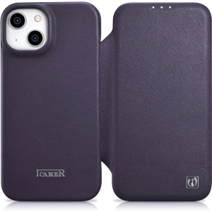 Wholesale iCarer CE Premium Leather Folio MagSafe Apple iPhone 14 Plus / 15 Plus dark purple - ICR412 - {ean13} - Hurt