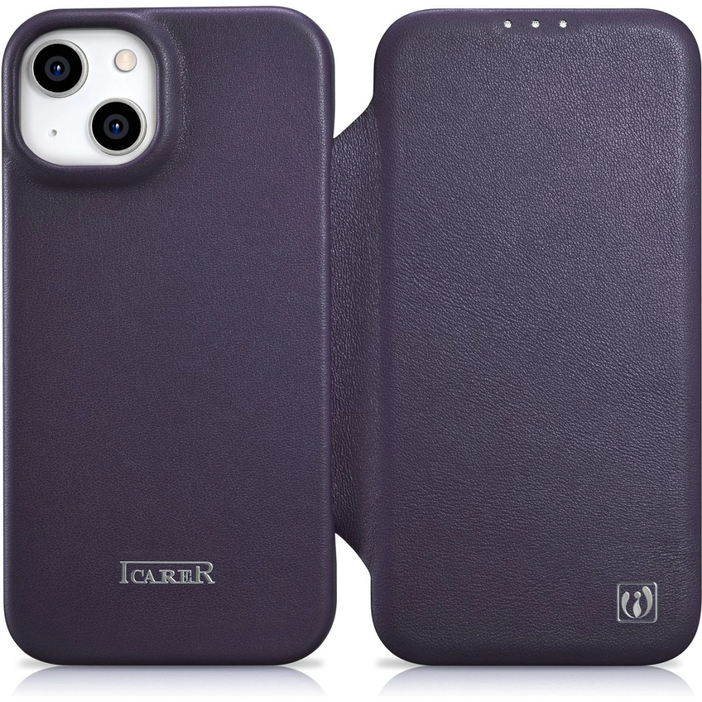 Hurtownia GSM - Case iCarer CE Premium Leder Folio MagSafe Apple iPhone 14 Plus / 15 Plus dunkelviolett - ICR412 - {ean13} - Hurt