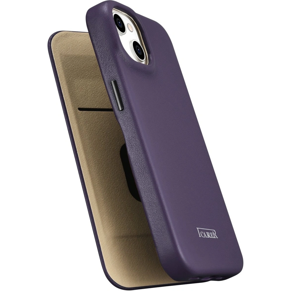 Wholesale iCarer CE Premium Leather Folio MagSafe Apple iPhone 14 Plus / 15 Plus dark purple - ICR412 - {ean13} - Hurt