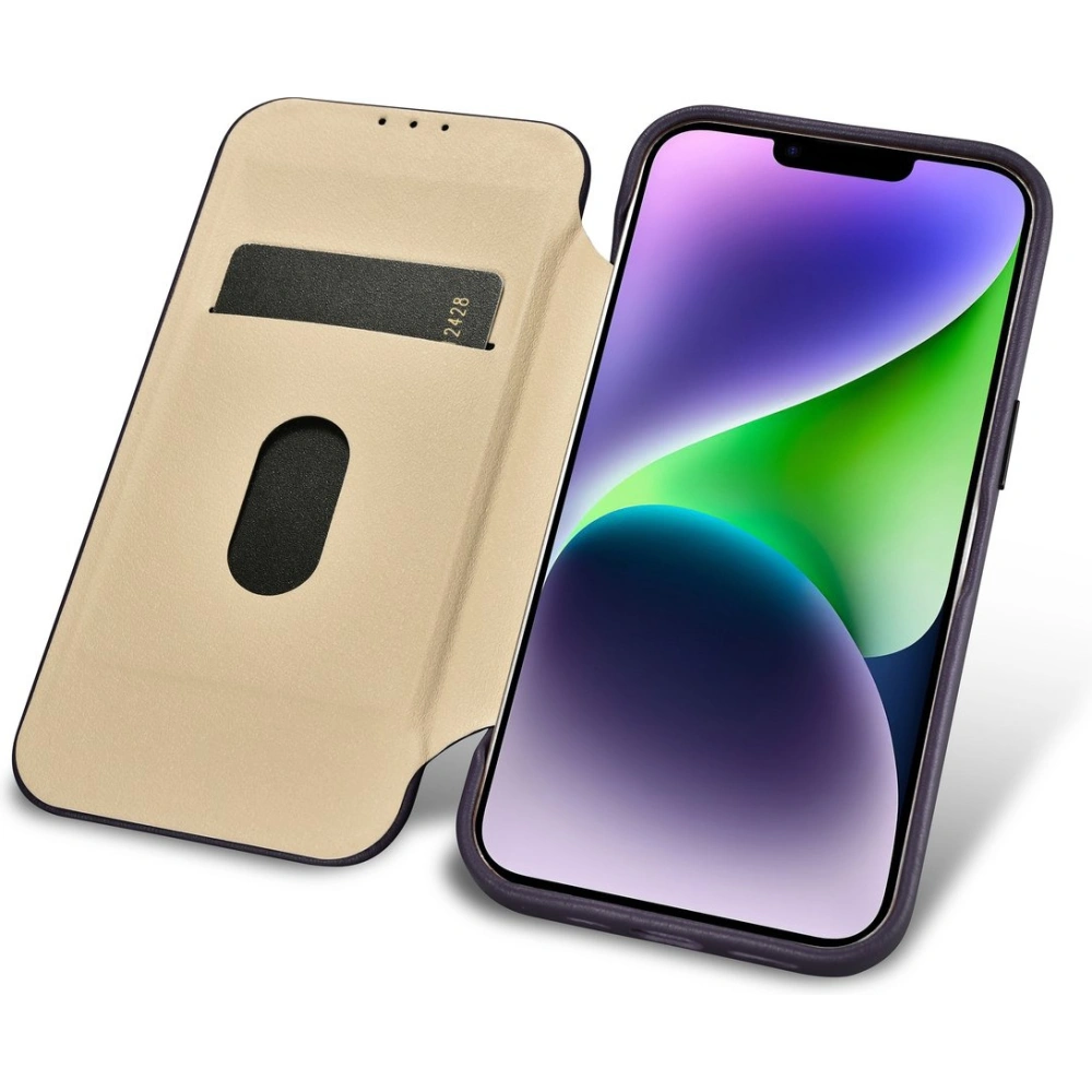 Hurtownia GSM - Case iCarer CE Premium Leder Folio MagSafe Apple iPhone 14 Plus / 15 Plus dunkelviolett - ICR412 - {ean13} - Hurt