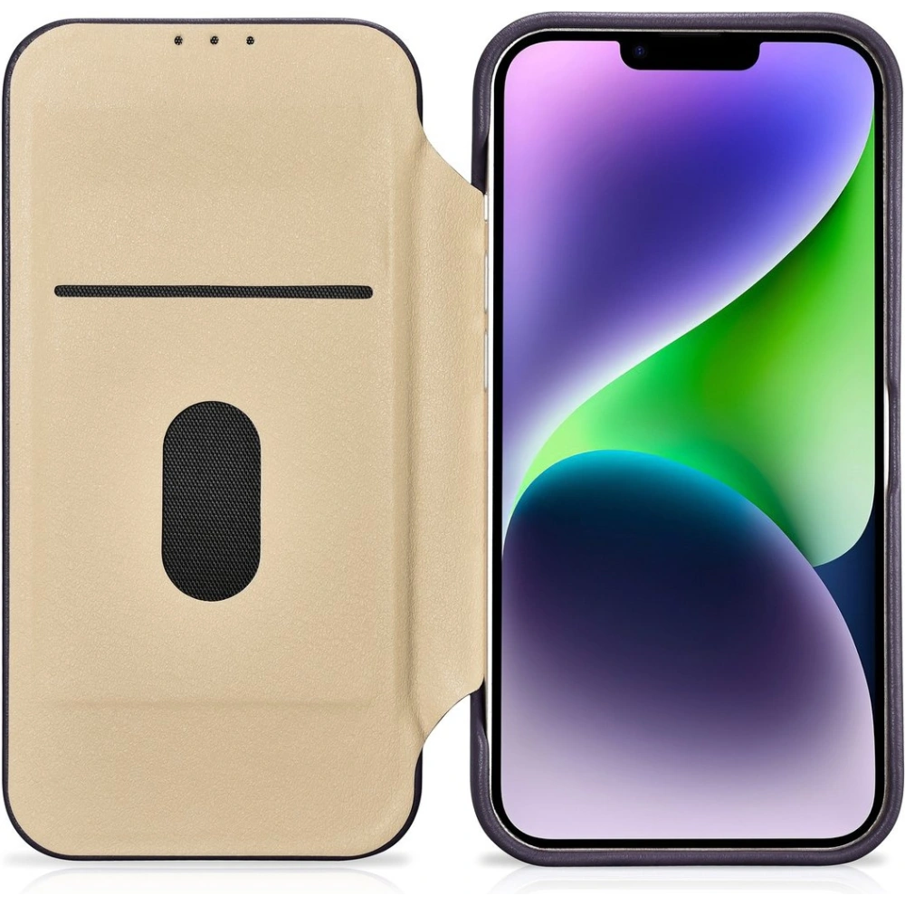 Hurtownia GSM - Etui iCarer CE Premium Leather Folio MagSafe Apple iPhone 14 Plus / 15 Plus mov închis - ICR412 - {ean13} - Hurt