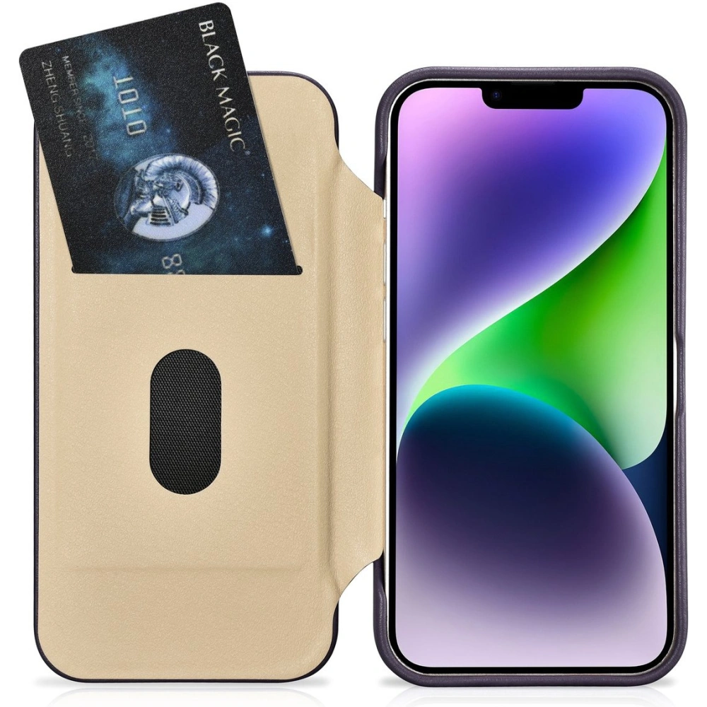 Hurtownia GSM - Etui iCarer CE Premium Leather Folio MagSafe Apple iPhone 14 Plus / 15 Plus mov închis - ICR412 - {ean13} - Hurt