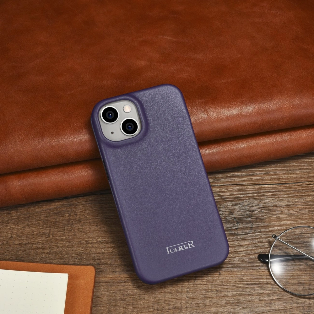 Hurtownia GSM - Case iCarer CE Premium Leder Folio MagSafe Apple iPhone 14 Plus / 15 Plus dunkelviolett - ICR412 - {ean13} - Hurt