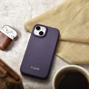 Wholesale iCarer CE Premium Leather Folio MagSafe Apple iPhone 14 Plus / 15 Plus dark purple - ICR412 - {ean13} - Hurt