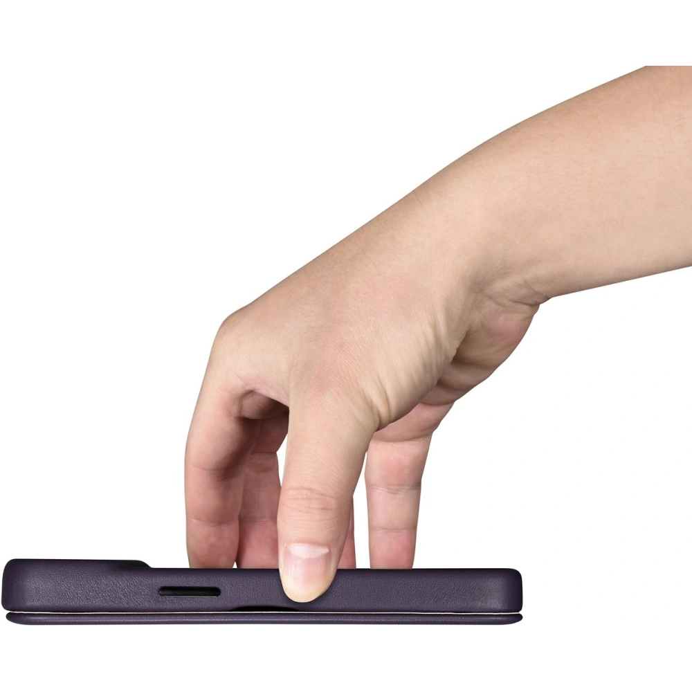 Wholesale iCarer CE Premium Leather Folio MagSafe Apple iPhone 14 Plus / 15 Plus dark purple - ICR412 - {ean13} - Hurt
