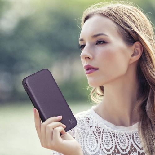 Etui iCarer CE Premium Leather Folio MagSafe Apple iPhone 14 Plus / 15 Plus ciemnofioletowy