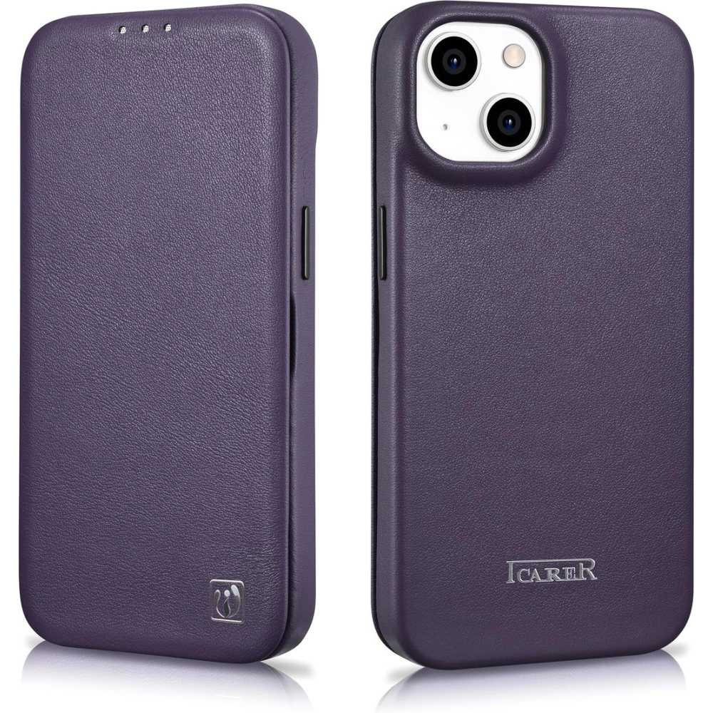 Hurtownia GSM - Case iCarer CE Premium Leder Folio MagSafe Apple iPhone 14 Plus / 15 Plus dunkelviolett - ICR412 - {ean13} - Hurt