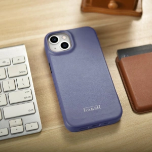 Etui iCarer CE Premium Leather Folio MagSafe Apple iPhone 14 Plus / 15 Plus lavandă deschisă