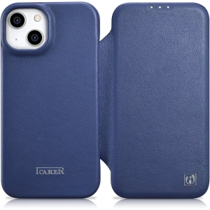 Wholesale iCarer CE Premium Leather Folio MagSafe Apple iPhone 14 Plus / 15 Plus blue - ICR414 - {ean13} - Hurt