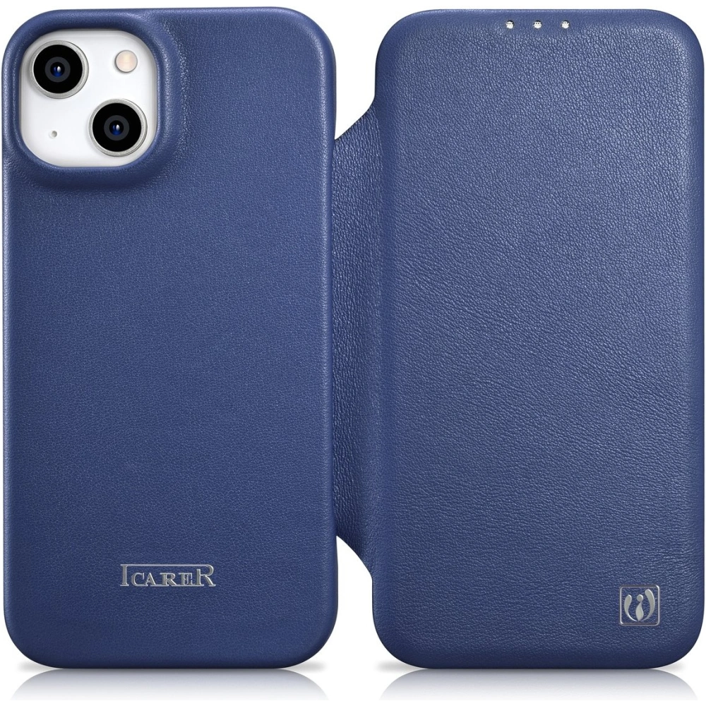 Wholesale iCarer CE Premium Leather Folio MagSafe Apple iPhone 14 Plus / 15 Plus blue - ICR414 - {ean13} - Hurt