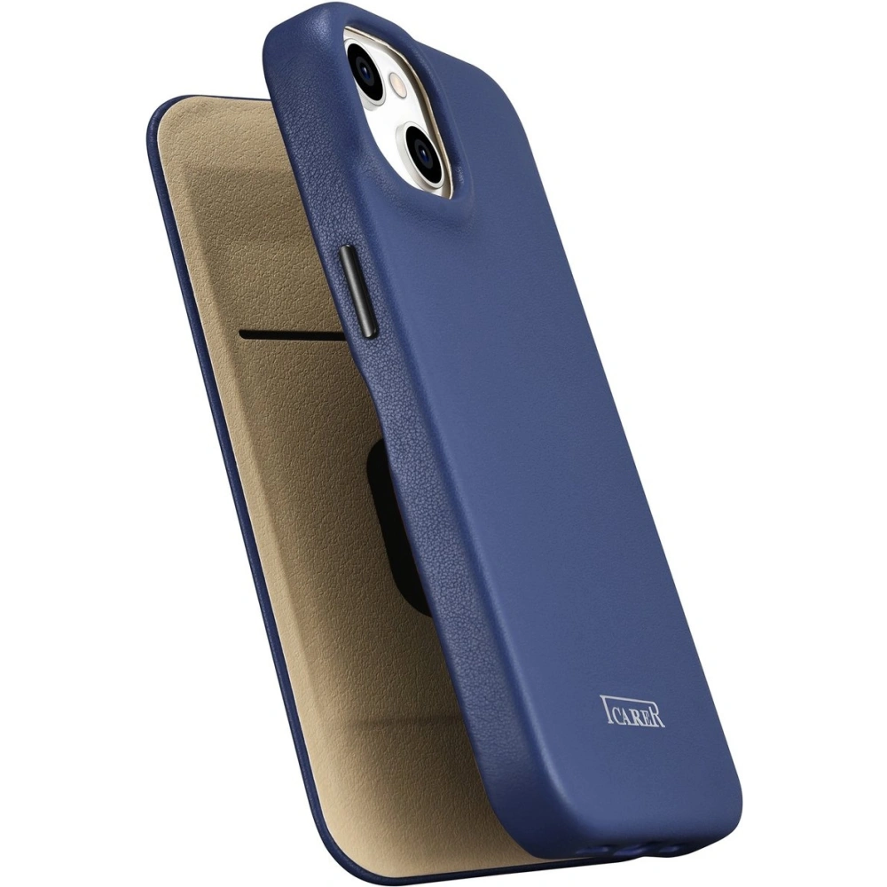 Wholesale iCarer CE Premium Leather Folio MagSafe Apple iPhone 14 Plus / 15 Plus blue - ICR414 - {ean13} - Hurt