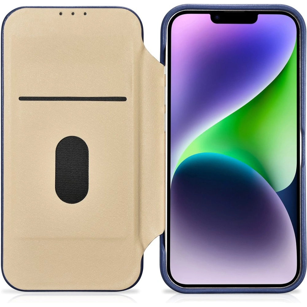 Hurtownia GSM - Etui iCarer CE Premium Leather Folio MagSafe Apple iPhone 14 Plus / 15 Plus albastru - ICR414 - {ean13} - Hurt
