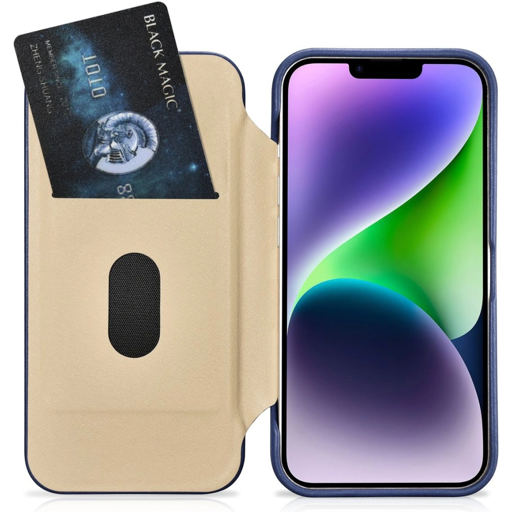Hurtownia GSM - Etui iCarer CE Premium Leather Folio MagSafe Apple iPhone 14 Plus / 15 Plus albastru - ICR414 - {ean13} - Hurt
