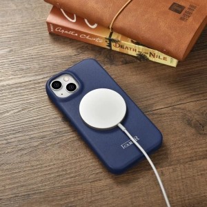 Wholesale iCarer CE Premium Leather Folio MagSafe Apple iPhone 14 Plus / 15 Plus blue - ICR414 - {ean13} - Hurt