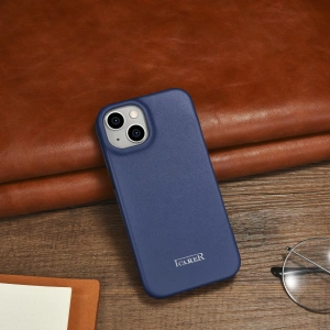 Wholesale iCarer CE Premium Leather Folio MagSafe Apple iPhone 14 Plus / 15 Plus blue - ICR414 - {ean13} - Hurt