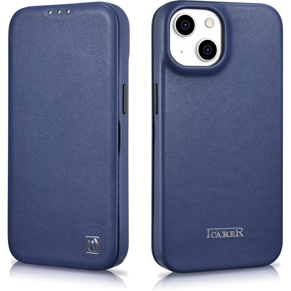 Wholesale iCarer CE Premium Leather Folio MagSafe Apple iPhone 14 Plus / 15 Plus blue - ICR414 - {ean13} - Hurt