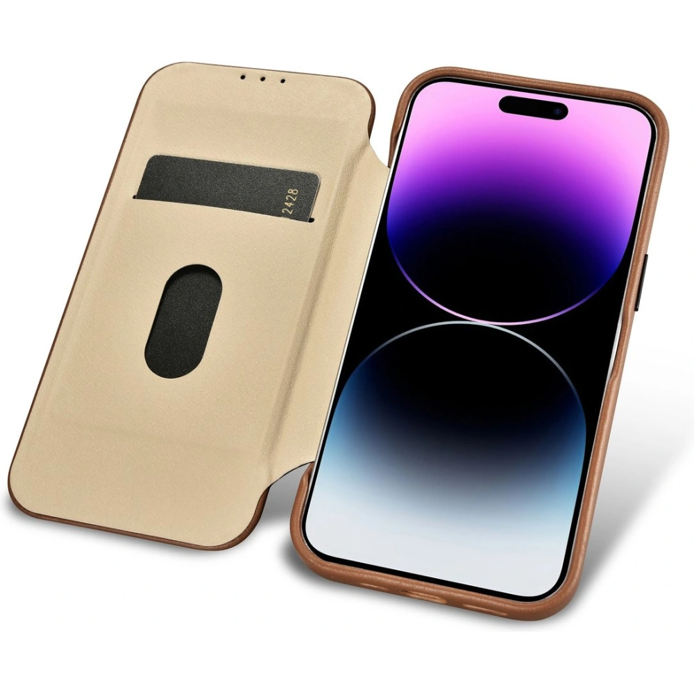 Hurtownia GSM - Case iCarer CE Premium Leder Folio MagSafe Apple iPhone 14 Pro Max braun - ICR416 - {ean13} - Hurt