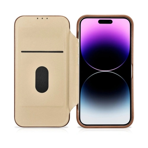 Etui iCarer CE Premium Leather Folio MagSafe Apple iPhone 14 Pro Max brązowy