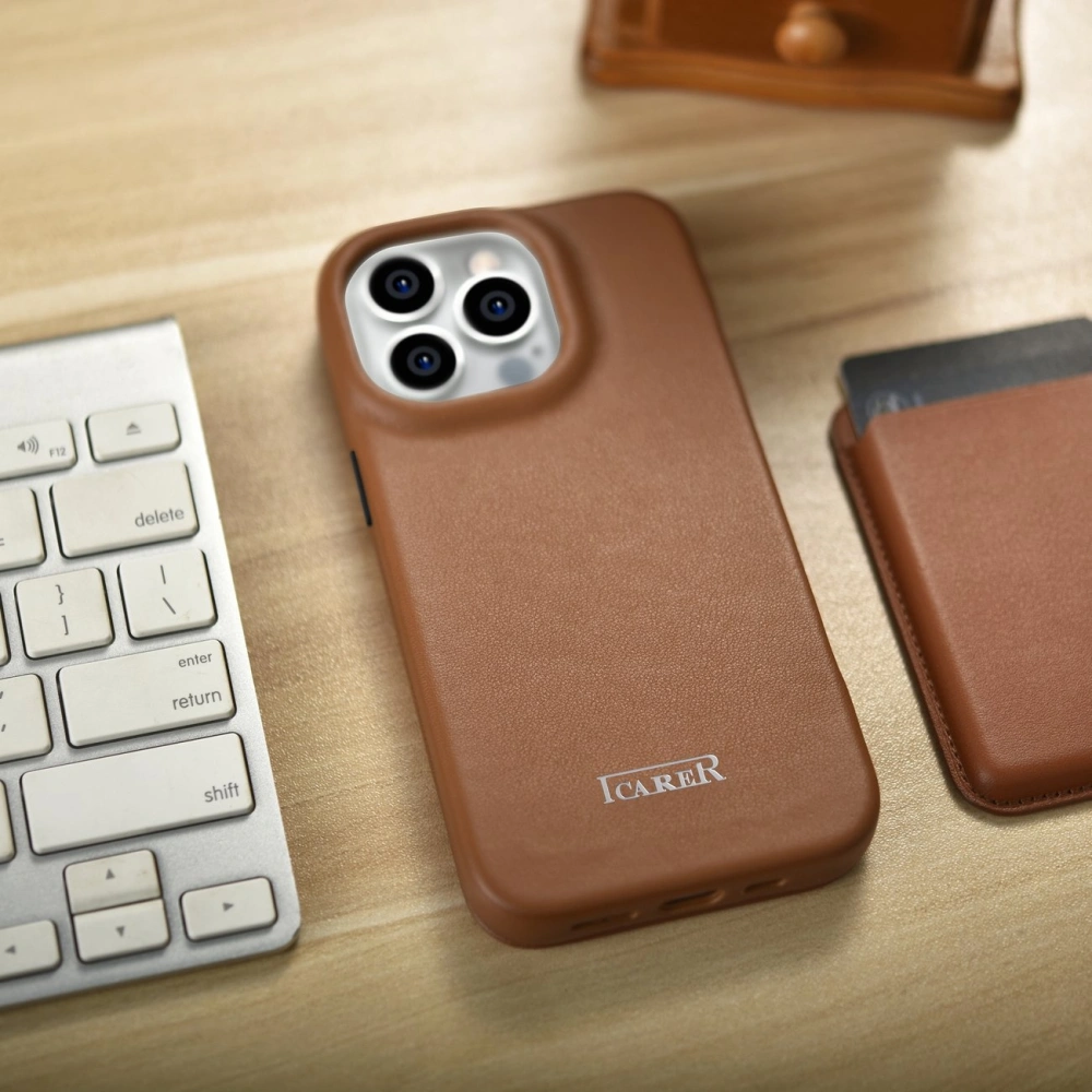 Hurtownia GSM - Etui iCarer CE Premium Leather Folio MagSafe Apple iPhone 14 Pro Max hnědý - ICR416 - {ean13} - Hurt