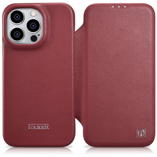 iCarer Distributor - 6975092685814 - ICR417 - iCarer CE Premium Leather Folio MagSafe Apple iPhone 14 Pro Max red - B2B homescreen