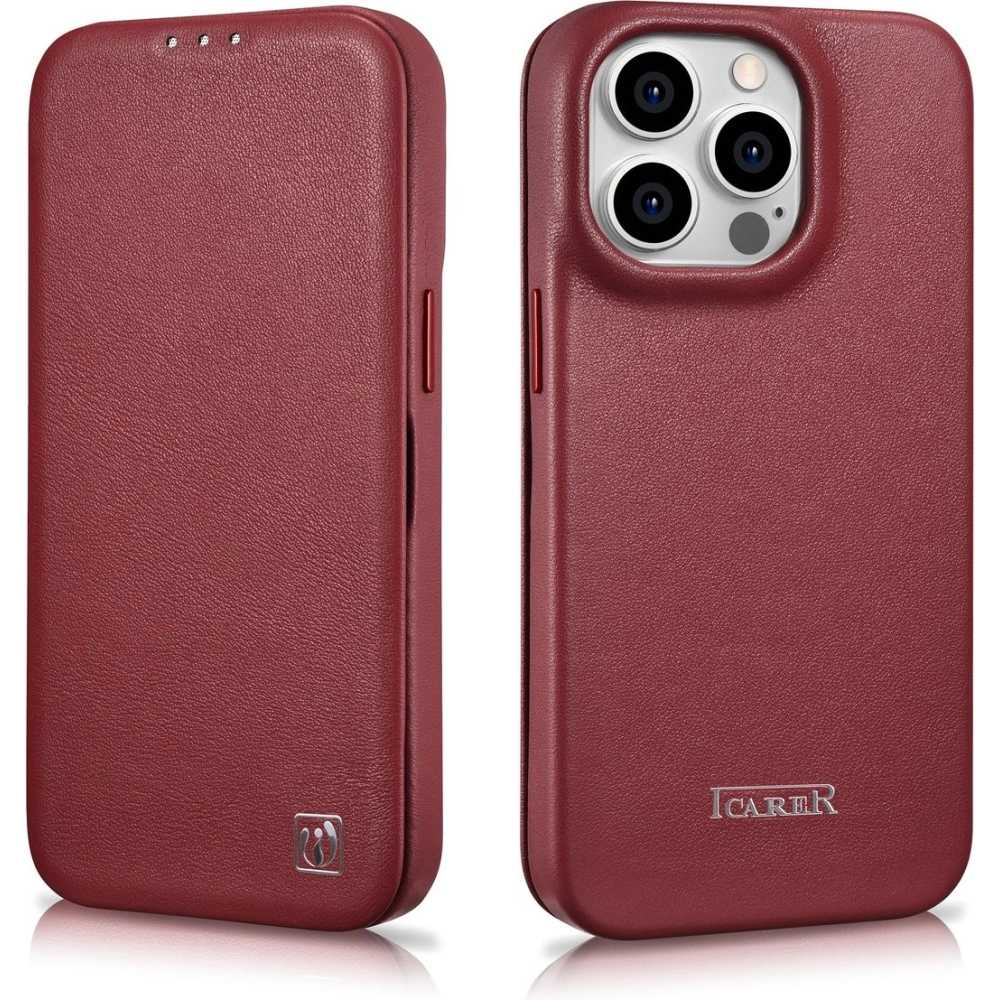 Wholesale iCarer CE Premium Leather Folio MagSafe Apple iPhone 14 Pro Max red - ICR417 - {ean13} - Hurt