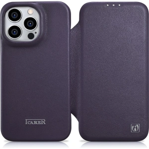 Hurtownia GSM - Etui iCarer CE Premium Leather Folio MagSafe Apple iPhone 14 Pro Max ciemnofioletowy - ICR418 - {ean13} - Hurt