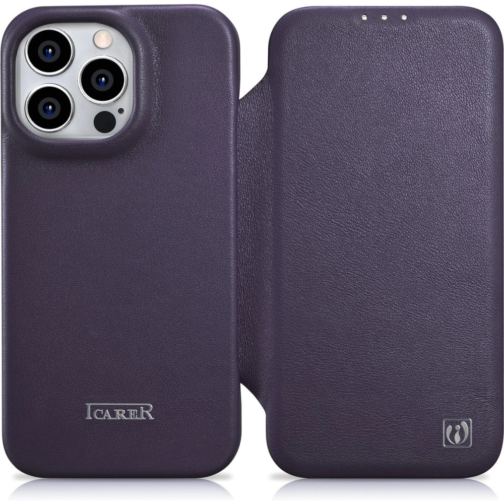 Wholesale iCarer CE Premium Leather Folio MagSafe Apple iPhone 14 Pro Max dark purple - ICR418 - {ean13} - Hurt