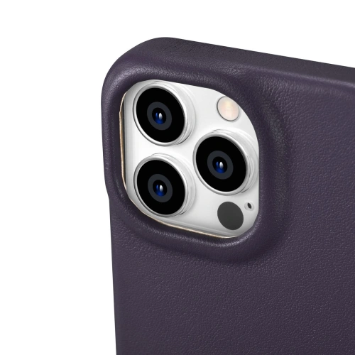 Etui iCarer CE Premium Leather Folio MagSafe Apple iPhone 14 Pro Max ciemnofioletowy