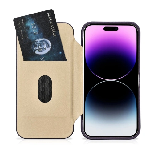 Etui iCarer CE Premium Leather Folio MagSafe Apple iPhone 14 Pro Max ciemnofioletowy