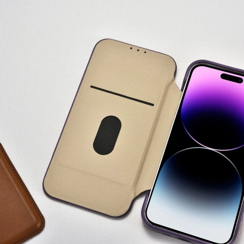 Etui iCarer CE Premium Leather Folio MagSafe Apple iPhone 14 Pro Max ciemnofioletowy