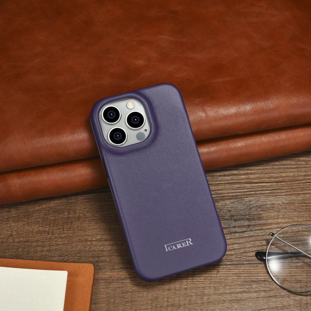 Wholesale iCarer CE Premium Leather Folio MagSafe Apple iPhone 14 Pro Max dark purple - ICR418 - {ean13} - Hurt
