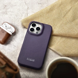 Hurtownia GSM - Etui iCarer CE Premium Leather Folio MagSafe Apple iPhone 14 Pro Max ciemnofioletowy - ICR418 - {ean13} - Hurt