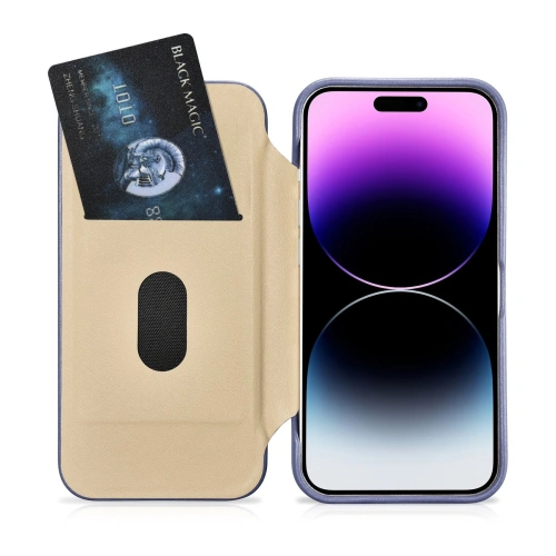 Etui iCarer CE Premium Leather Folio MagSafe Apple iPhone 14 Pro Max jasnofioletowy