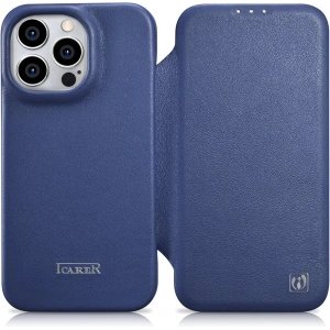 Wholesale iCarer CE Premium Leather Folio MagSafe Apple iPhone 14 Pro Max blue - ICR420 - {ean13} - Hurt