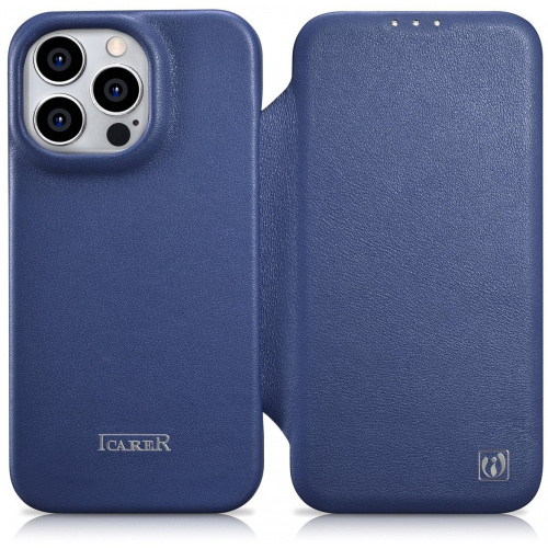 iCarer Distributor - 6975092685845 - ICR420 - iCarer CE Premium Leather Folio MagSafe Apple iPhone 14 Pro Max blue - B2B homescreen