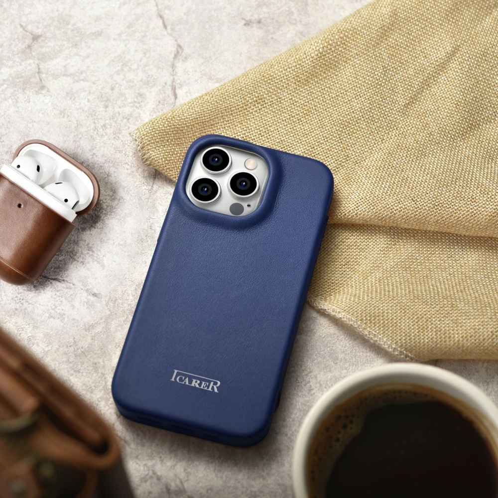 Wholesale iCarer CE Premium Leather Folio MagSafe Apple iPhone 14 Pro Max blue - ICR420 - {ean13} - Hurt