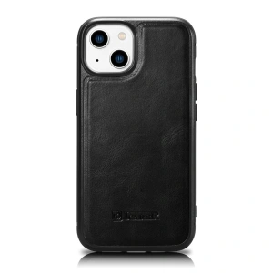 Case iCarer Lederölwachs MagSafe Apple iPhone 14 schwarz