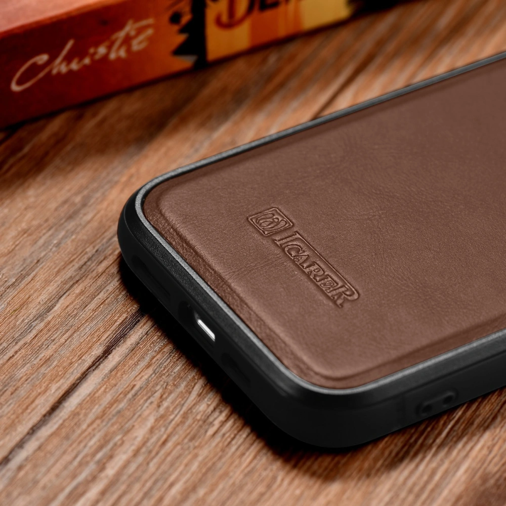 Hurtownia GSM - Etui iCarer bőr olaj viasz MagSafe Apple iPhone 14 barna - ICR422 - {ean13} - Hurt