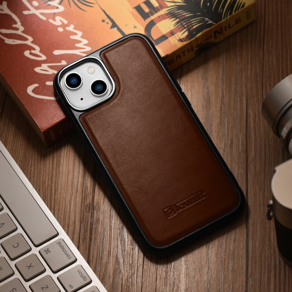 Hurtownia GSM - Etui iCarer bőr olaj viasz MagSafe Apple iPhone 14 barna - ICR422 - {ean13} - Hurt
